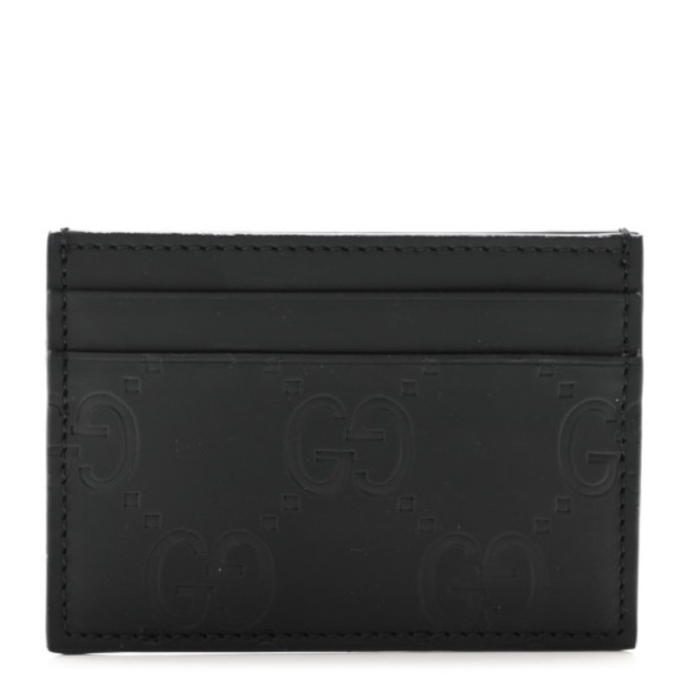 GUCCI Rubber Effect GG Embossed Card Holder Black